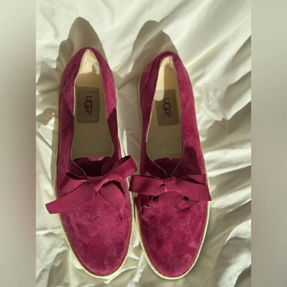 UGG Burgundy Suede Loafers Classic Flats Size 6.5